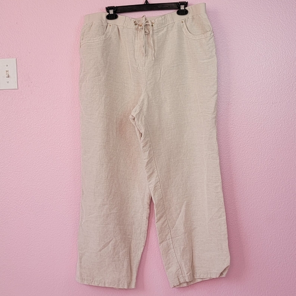 JM Collection Beige Ankle Cropped Pants/ L. - Picture 1 of 10
